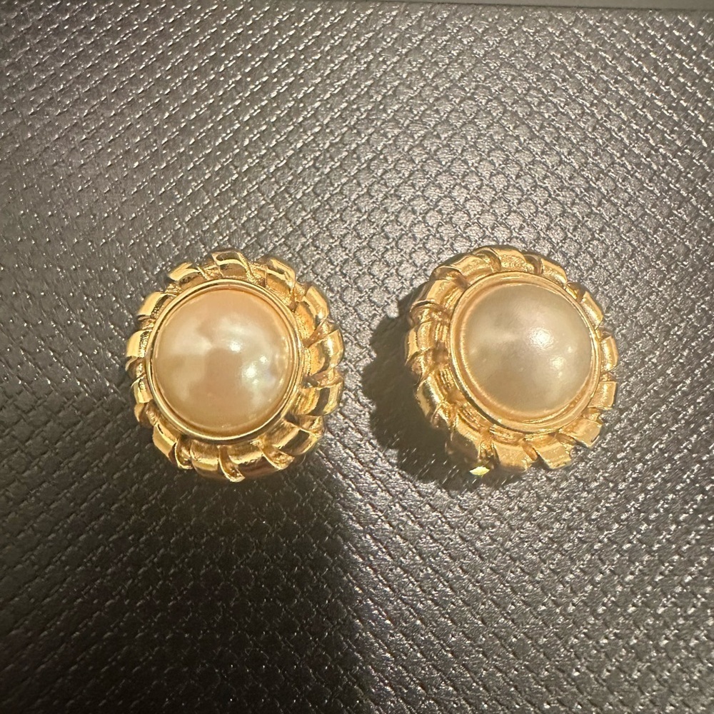 Givenchy Elegant Gold and Pearl Earrings